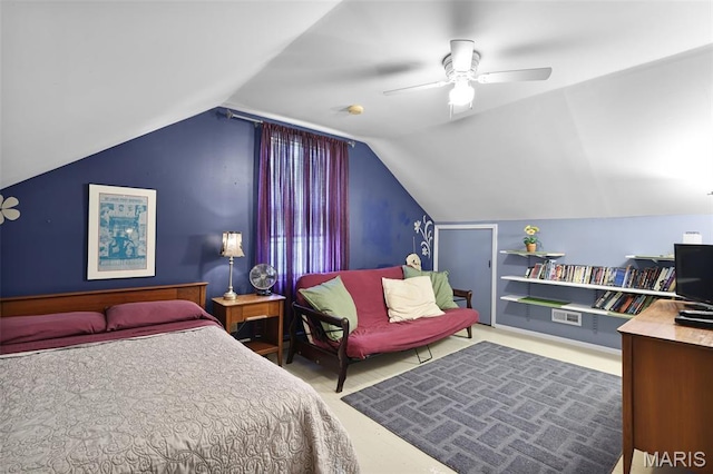 4846 S Point Rd, Washington, MO 63090 - bedroom featuring ceiling fan and vaulted ceiling