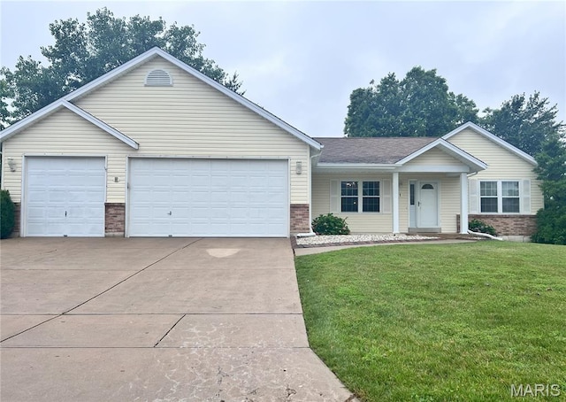 1 Calumet Meadows Ct, Ofallon, MO 63376 - single story home featuring concrete driveway, brick siding, an attached garage, and a front lawn