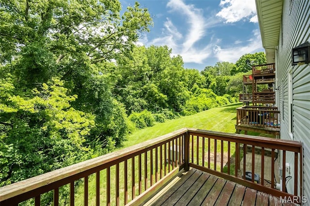 2266 Highland Hill Dr Unit F, Saint Peters, MO 63376 - wooden terrace featuring a lawn and stairway