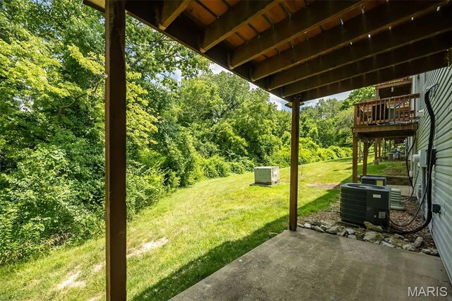 2266 Highland Hill Dr Unit F, Saint Peters, MO 63376 - view of green lawn with a patio and a deck