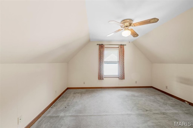 135 Oak Tree Dr, Webster Groves, MO 63119 - bonus room featuring carpet flooring, vaulted ceiling, and ceiling fan
