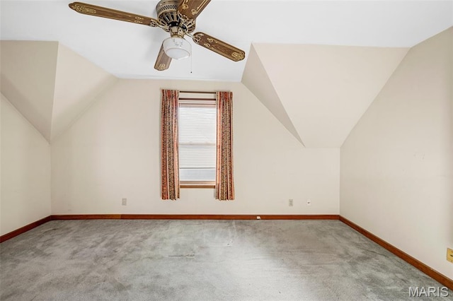 135 Oak Tree Dr, Webster Groves, MO 63119 - bonus room with vaulted ceiling, carpet floors, and a ceiling fan