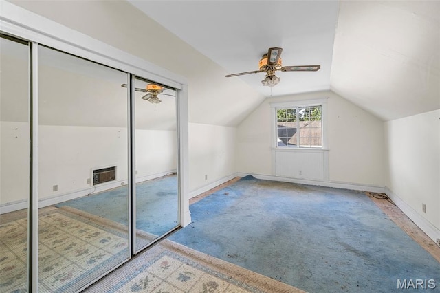 135 Oak Tree Dr, Webster Groves, MO 63119 - additional living space featuring ceiling fan, carpet floors, and lofted ceiling