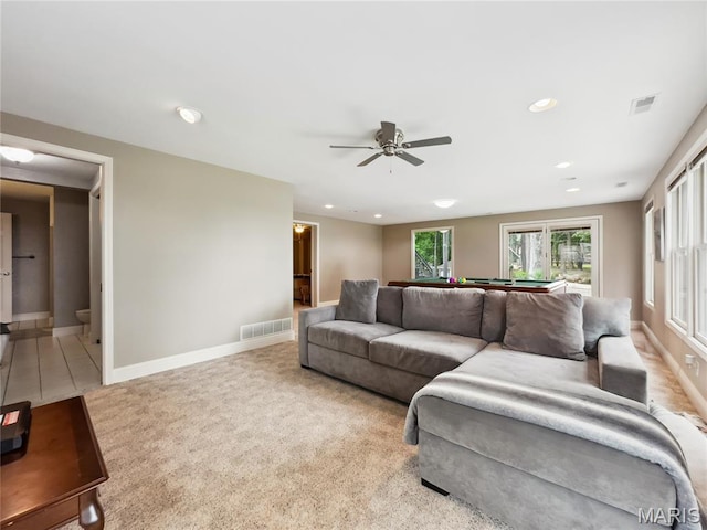 1171 Thunder Mountain Rd, Camdenton, MO 65020 - living area with pool table, ceiling fan, carpet flooring, and recessed lighting