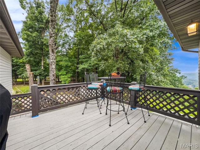 1171 Thunder Mountain Rd, Camdenton, MO 65020 - wooden terrace featuring view of wooded area