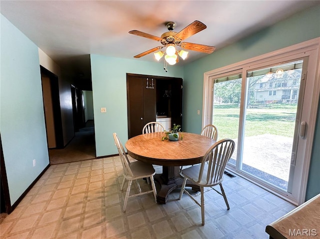 410 N Cleveland St, Fillmore, IL 62032 - dining space featuring light floors and a ceiling fan