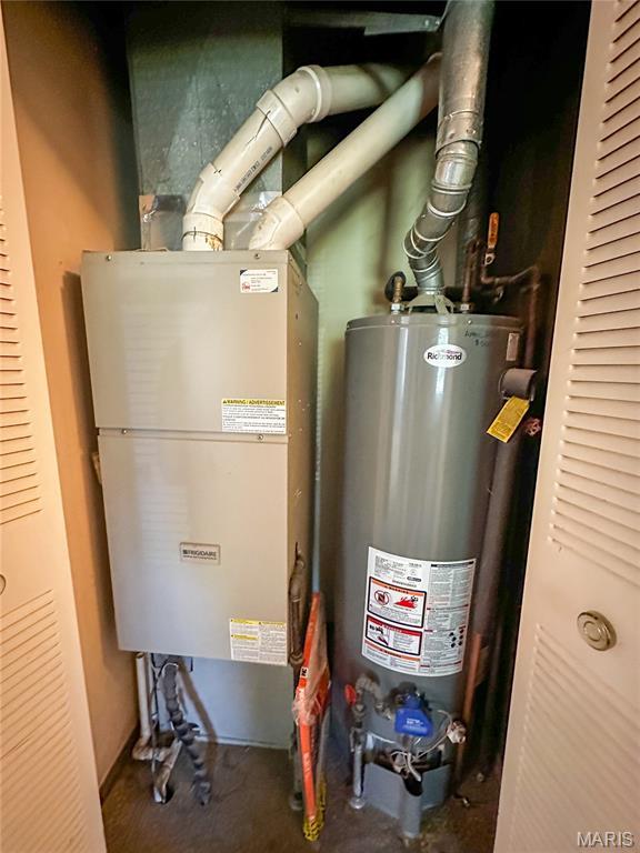 410 N Cleveland St, Fillmore, IL 62032 - utility room with water heater and heating unit