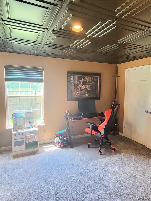 346 Cartpath Ln, Saint Clair, MO 63077 - carpeted office space with an ornate ceiling and baseboards