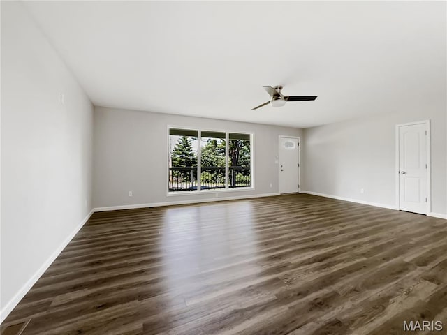 326 State Highway W Rd, Macks Creek, MO 65786 - empty room with dark wood-style floors and a ceiling fan