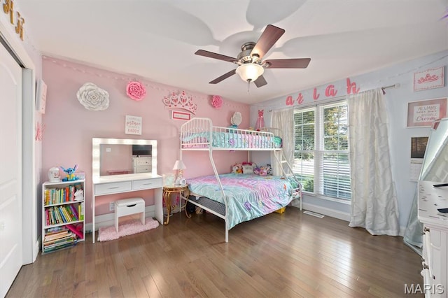 437 Marbleton Cir, Ofallon, IL 62269 - bedroom with hardwood / wood-style floors and a ceiling fan