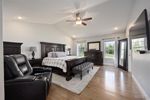 437 Marbleton Cir, Ofallon, IL 62269 - bedroom with lofted ceiling, wood finished floors, and a ceiling fan