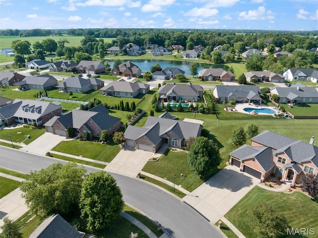 437 Marbleton Cir, Ofallon, IL 62269 - aerial perspective of suburban area with a nearby body of water