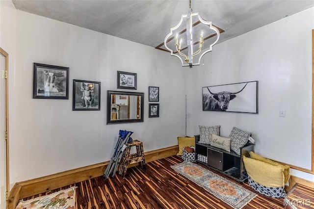 511 N Acre Dr, Richland, MO 65556 - living area with a chandelier and wood finished floors
