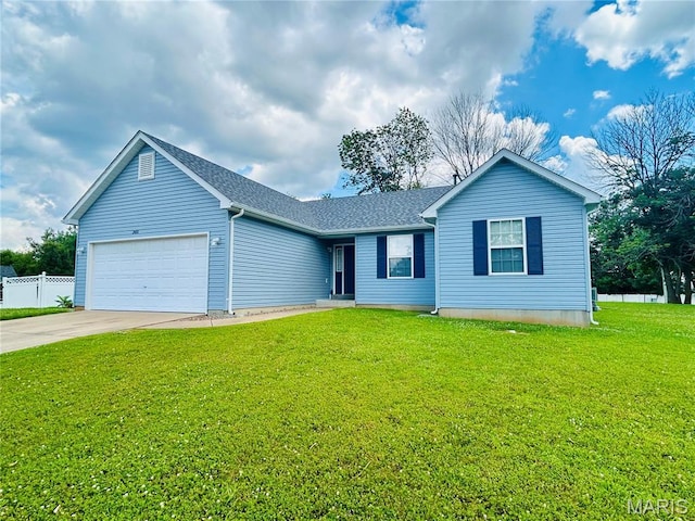 2401 Mountain Range Ct, Pacific, MO 63069 - ranch-style home with an attached garage, driveway, and a shingled roof