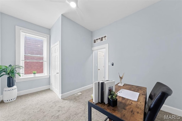 3615 Nebraska Ave, Saint Louis, MO 63118 - office area featuring ceiling fan and carpet floors
