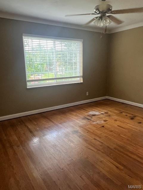 6721 Itaska St, Saint Louis, MO 63109 - unfurnished room with wood finished floors, a ceiling fan, and crown molding