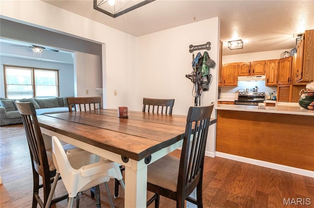 921 Mallard Sq, Rolla, MO 65401 - dining space featuring dark wood-style flooring and a ceiling fan