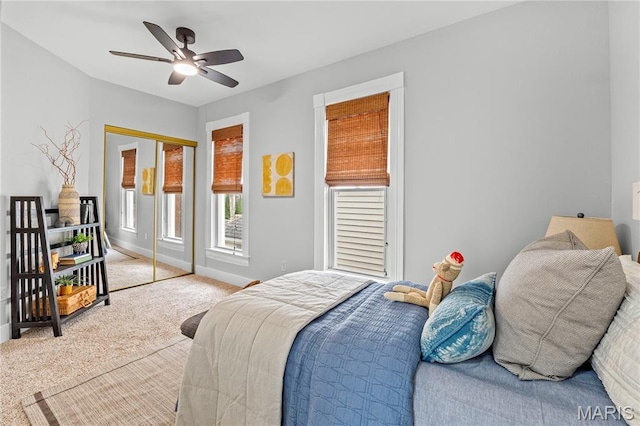 2725 Macklind Ave, Saint Louis, MO 63139 - carpeted bedroom with a closet and ceiling fan