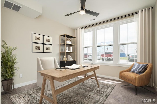 1347 W Gateway Hts W Unit 53-603, Richmond Heights, MO 63144 - carpeted office featuring a ceiling fan and plenty of natural light