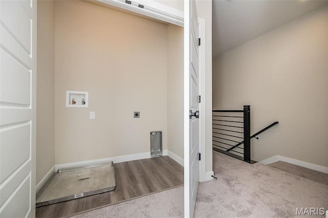 1347 W Gateway Hts W Unit 53-603, Richmond Heights, MO 63144 - laundry area featuring hookup for an electric dryer, washer hookup, and wood finished floors