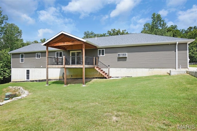 8224 Wild Acre Meadows Dr, Hillsboro, MO 63050 - back of house with a deck, a yard, and stairs