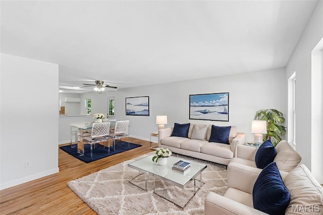 2315 Bramble Ln, Florissant, MO 63033 - living area featuring wood finished floors and ceiling fan