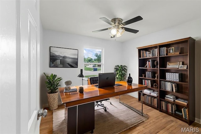 2315 Bramble Ln, Florissant, MO 63033 - home office featuring light wood finished floors and ceiling fan