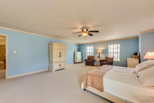 3026 Windsor Point Dr, Saint Louis, MO 63129 - bedroom featuring ornamental molding, light colored carpet, and a ceiling fan