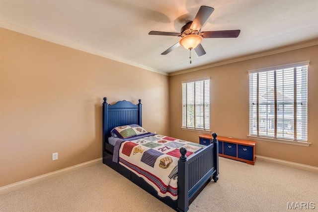 3026 Windsor Point Dr, Saint Louis, MO 63129 - carpeted bedroom featuring crown molding and a ceiling fan