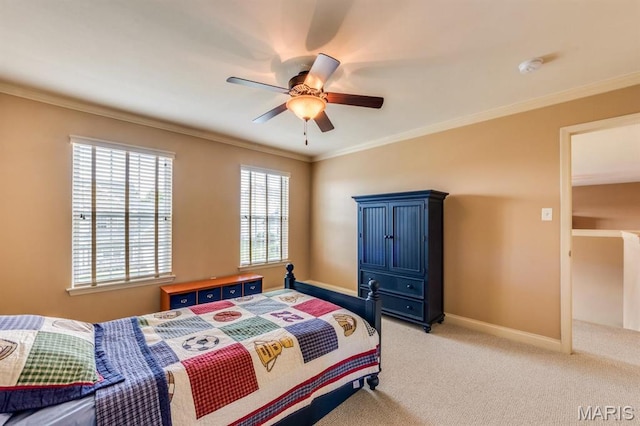3026 Windsor Point Dr, Saint Louis, MO 63129 - bedroom with light colored carpet, crown molding, and ceiling fan
