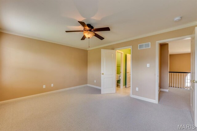 3026 Windsor Point Dr, Saint Louis, MO 63129 - unfurnished bedroom featuring light colored carpet, crown molding, and ceiling fan