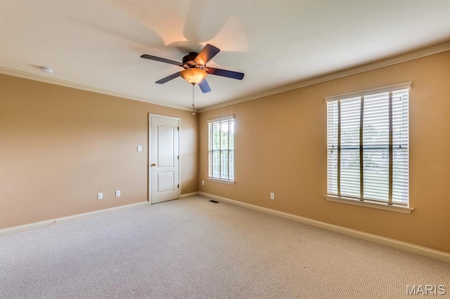 3026 Windsor Point Dr, Saint Louis, MO 63129 - empty room with crown molding, ceiling fan, light carpet, and a smoke detector