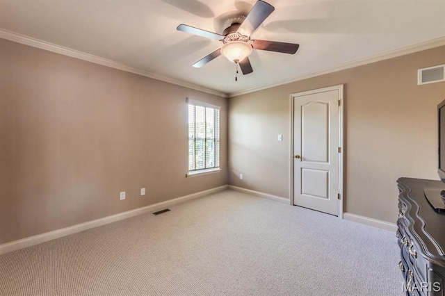 3026 Windsor Point Dr, Saint Louis, MO 63129 - unfurnished bedroom featuring ornamental molding, light colored carpet, and ceiling fan