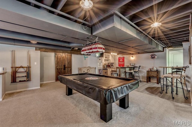 3026 Windsor Point Dr, Saint Louis, MO 63129 - playroom with bar area, billiards table, and carpet