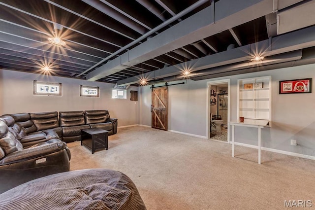 3026 Windsor Point Dr, Saint Louis, MO 63129 - living room with a barn door and carpet