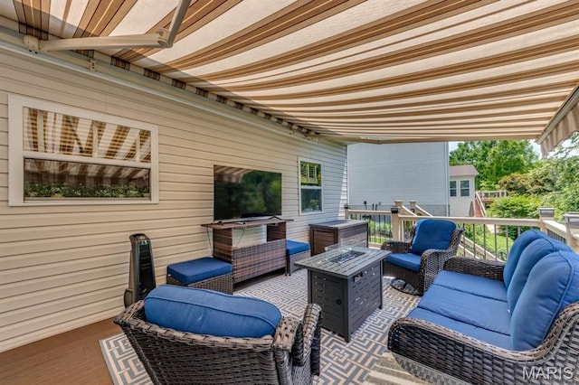 3026 Windsor Point Dr, Saint Louis, MO 63129 - view of patio with an outdoor living space with a fire pit and a deck