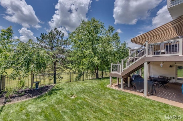 3026 Windsor Point Dr, Saint Louis, MO 63129 - fenced backyard featuring stairway, a patio area, and a deck