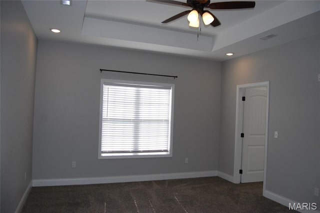 1002 E Donna Dr, Poplar Bluff, MO 63901 - carpeted spare room with ceiling fan, recessed lighting, and a tray ceiling