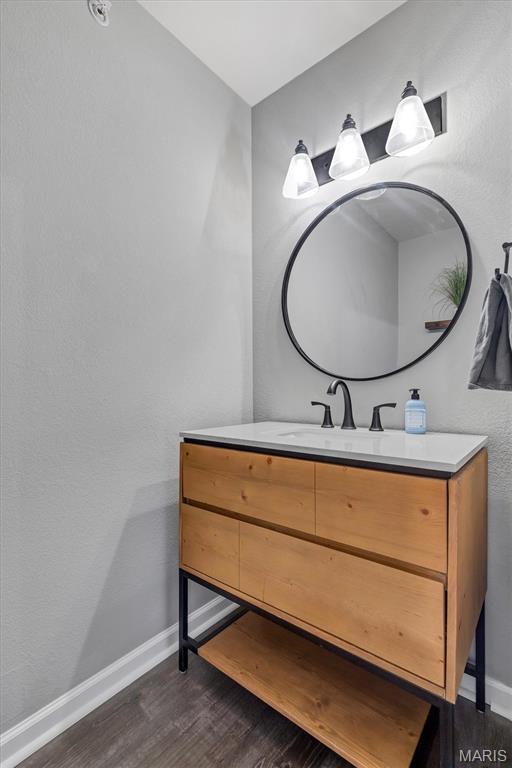 200 S Kirkwood Rd Unit 317, Kirkwood, MO 63122 - bathroom with wood finished floors and vanity