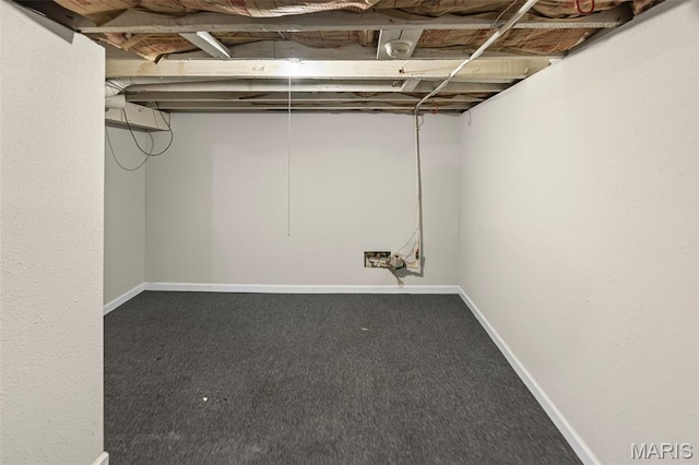 208 Washington Ave, East Alton, IL 62024 - unfinished basement with carpet floors and baseboards