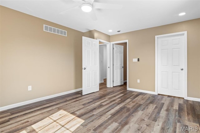 600 Allen Place, De Soto, MO 63020 - unfurnished bedroom with wood finished floors, a ceiling fan, and recessed lighting