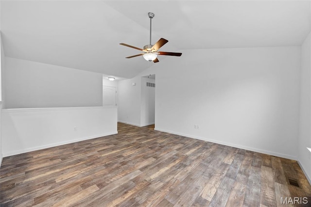 906 Gimli Ln, Wright City, MO 63390 - bonus room featuring vaulted ceiling, ceiling fan, and wood finished floors