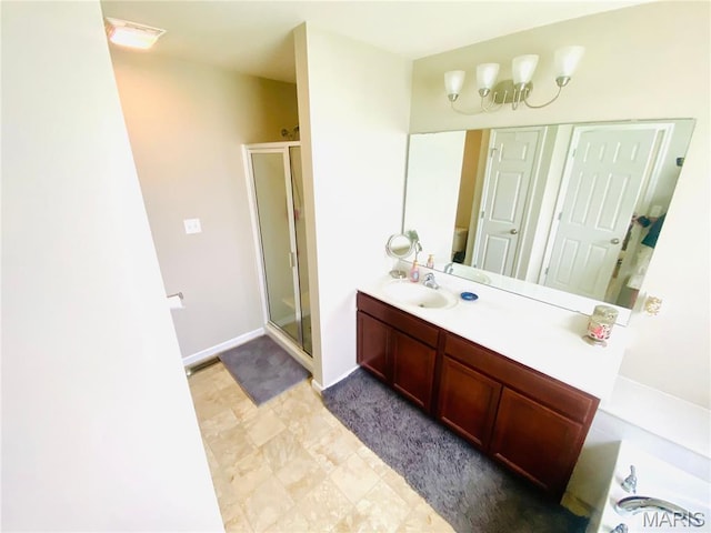 145 Champions Ln, Wentzville, MO 63385 - bathroom featuring a shower stall and vanity