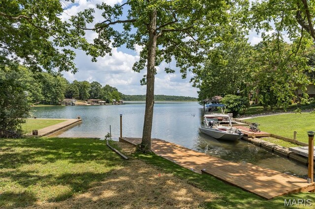 10028 Debbie Pl, Bonne Terre, MO 63628 - dock with a water view and a yard
