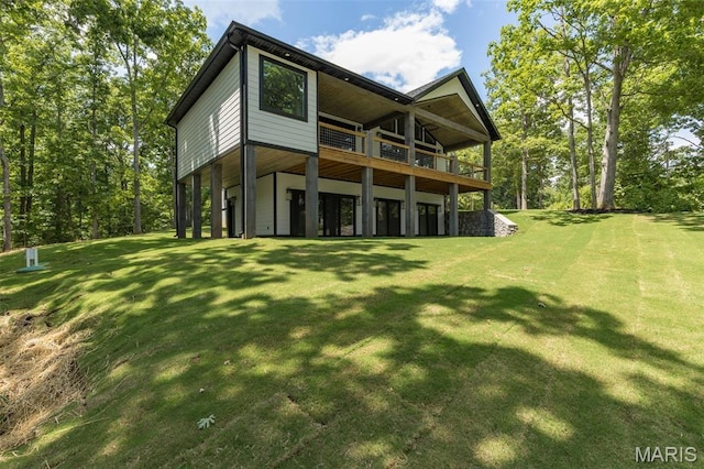 10028 Debbie Pl, Bonne Terre, MO 63628 - back of house featuring a lawn and a wooden deck