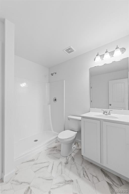 912 Gimli Ln, Wright City, MO 63390 - full bathroom featuring marble finish flooring, vanity, and a shower