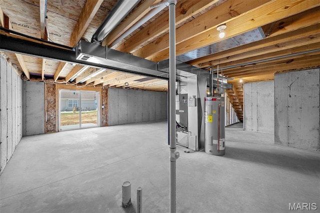 912 Gimli Ln, Wright City, MO 63390 - basement featuring water heater and stairway