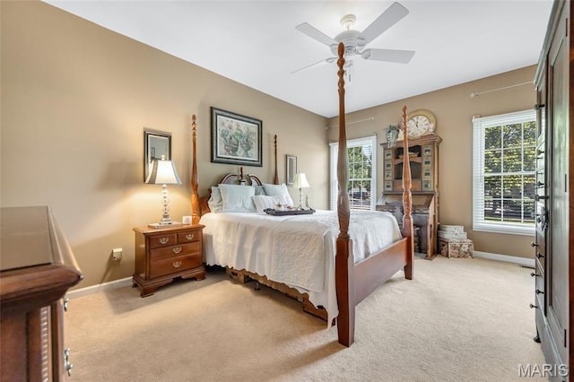 112 Wake Forest Pl, Ofallon, MO 63368 - bedroom featuring light colored carpet, multiple windows, and ceiling fan