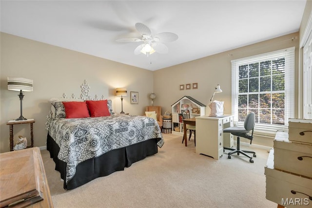 112 Wake Forest Pl, Ofallon, MO 63368 - bedroom with light carpet and a ceiling fan