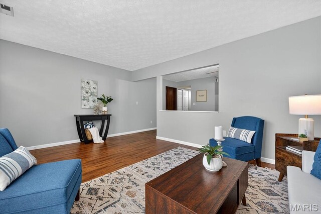 117 1st Ave, Edwardsville, IL 62025 - living room with wood finished floors and a textured ceiling